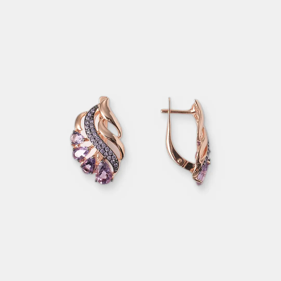 Серебряные серьги с аметистами